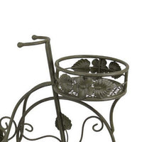 Covey Accent Plant Stand Tricycle, 2 Round Pots, Green Metal 22 Inch -BM330121