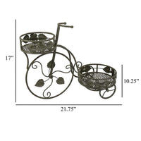 Covey Accent Plant Stand Tricycle, 2 Round Pots, Green Metal 22 Inch -BM330121