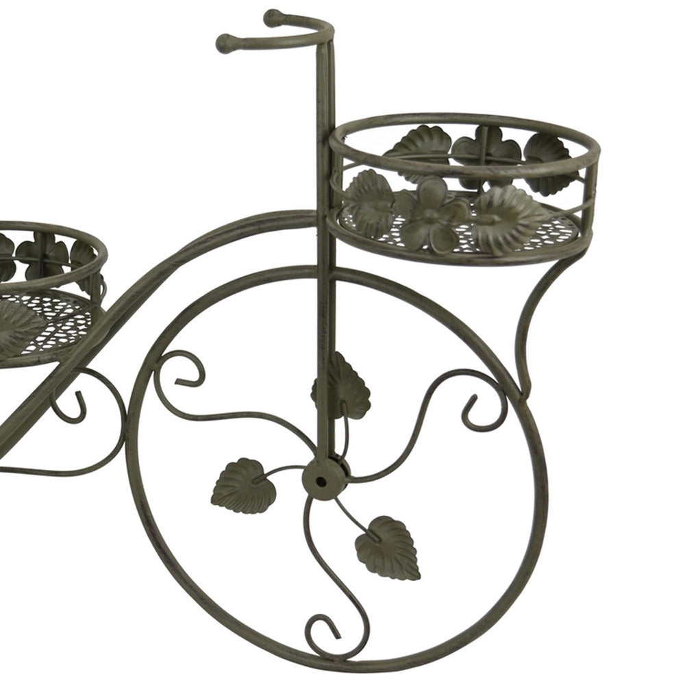 Covey Accent Plant Stand Tricycle, Round Pots, Green Metal 30 Inch - BM330122