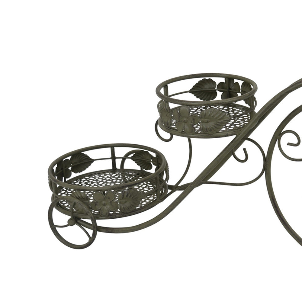 Covey Accent Plant Stand Tricycle, Round Pots, Green Metal 30 Inch - BM330122