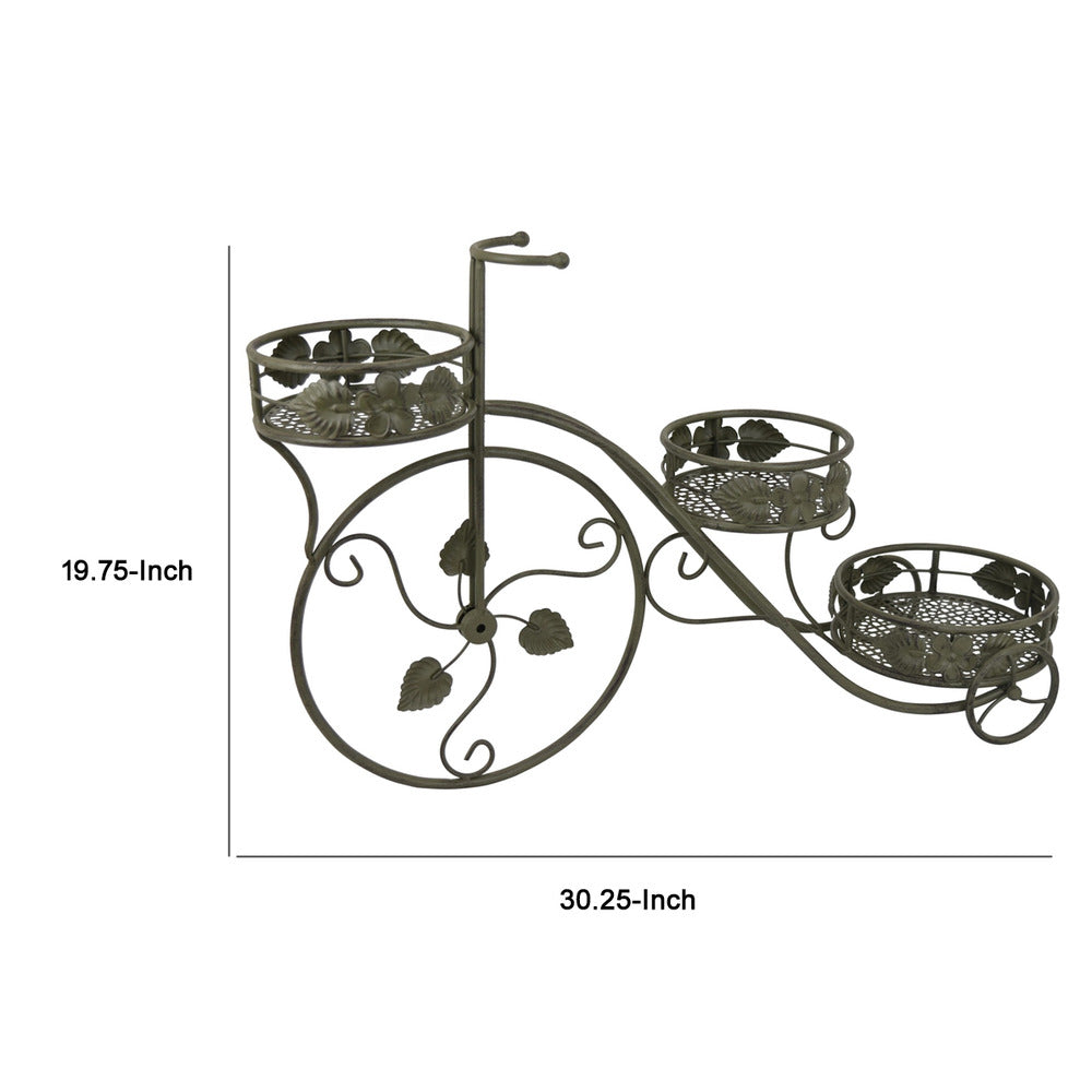 Covey Accent Plant Stand Tricycle, Round Pots, Green Metal 30 Inch - BM330122