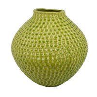 Evans Accent Vase, Embossed Textured Surface, Green Ceramic 14 Inch -BM330145
