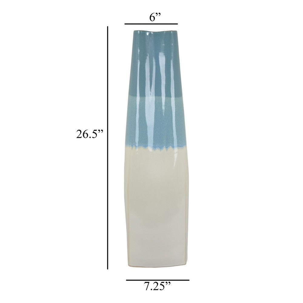 Cobb Accent Vase, Slender Silhouette Blue White Ceramic 27 Inch -BM330158
