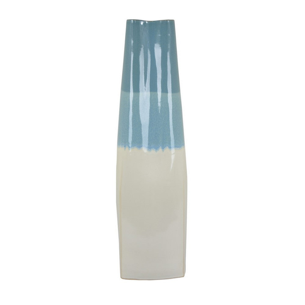 Cobb Accent Vase, Slender Silhouette Blue White Ceramic 27 Inch -BM330158