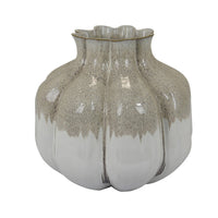 Roxy Rounded Vase with Scalloped Rim, Multi Colored Ceramic 11 Inch -BM330159