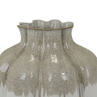 Roxy Rounded Vase with Scalloped Rim, Multi Colored Ceramic 11 Inch -BM330159