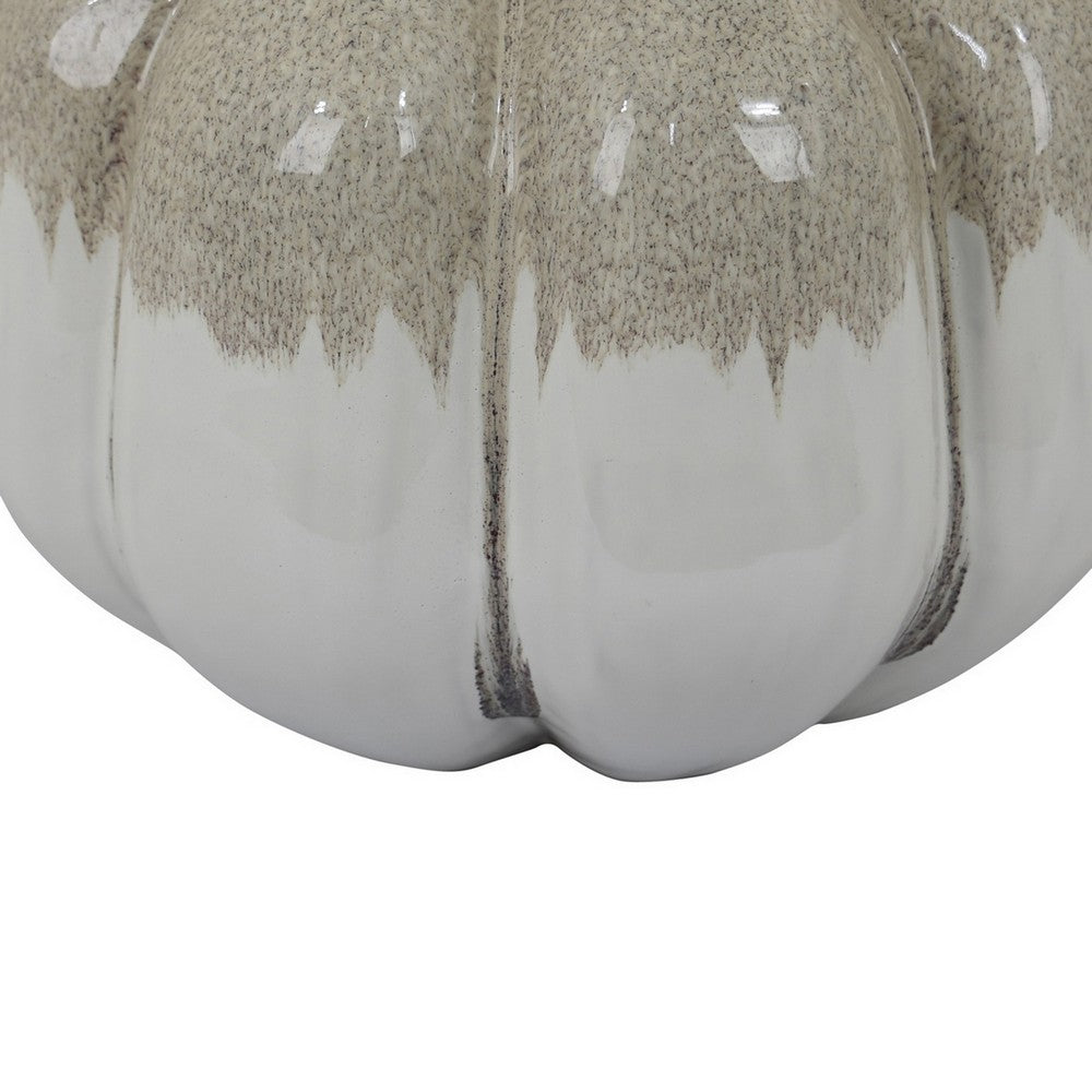 Roxy Rounded Vase with Scalloped Rim, Multi Colored Ceramic 11 Inch -BM330159