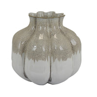 Roxy Rounded Vase with Scalloped Rim, Multi Colored Ceramic 11 Inch -BM330159