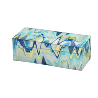 Jenny Small Decorative Box Set of 2, Abstract Marbled Teal Blue Glass -BM330163