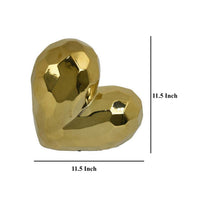 Dina Gold Heart Tabletop Decor, Golden Ceramic 12 Inch -BM330167