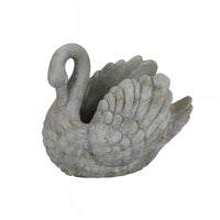 Jina Planter with Swan Sculpted Details, Gray Terracotta 10 Inch -BM330173