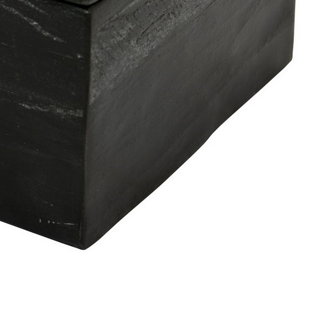 Axel Decorative Storage Box, Gold Geometric Inlay, Black Marble 9 Inch -BM330175