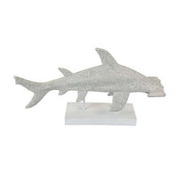 Shim Tabletop Decor, Shark Inspired Design Texture White Resin 21 Inch -BM330179