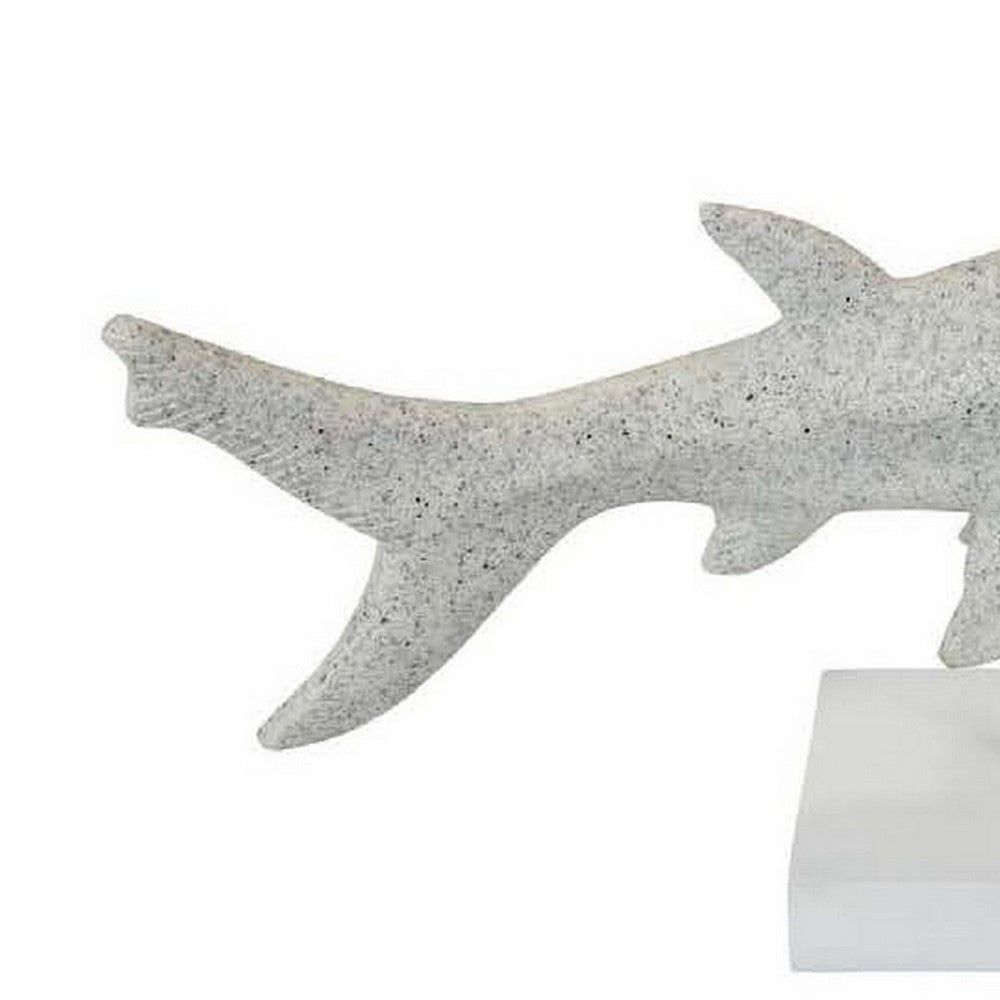 Shim Tabletop Decor, Shark Inspired Design Texture White Resin 21 Inch -BM330179