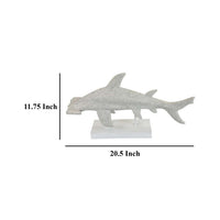 Shim Tabletop Decor, Shark Inspired Design Texture White Resin 21 Inch -BM330179