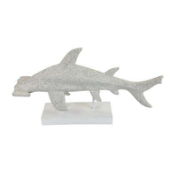 Shim Tabletop Decor, Shark Inspired Design Texture White Resin 21 Inch -BM330179