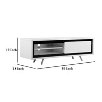 Hle TV Stand Media Console, Low Profile 59 Inch White Black Lacquer -BM330212