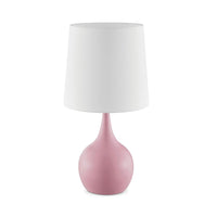 Eddy Table Lamp, 23 Inch Vase Shaped Pink Metal Body, Fabric Shade -BM330332