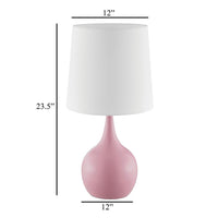 Eddy Table Lamp, 23 Inch Vase Shaped Pink Metal Body, Fabric Shade -BM330332