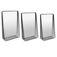 3pc Decorative Wall Mirror with Shelf Set, Black Metal Rectangular -BM330980
