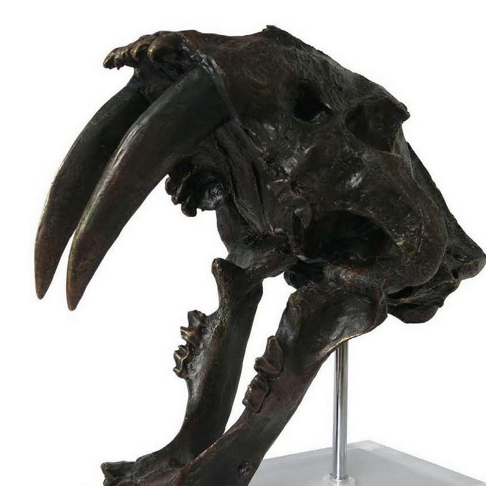 Rimaa Sabertooth Tiger Tabletop Decor, Black Resin, Acrylic, 13 Inch -BM331063
