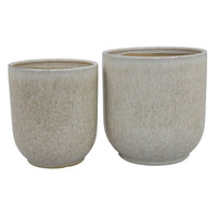 Lyna Accent Planter Set of 2, White Gray Ceramic Smooth Glossy Texture -BM331078