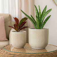 Lyna Accent Planter Set of 2, White Gray Ceramic Smooth Glossy Texture -BM331078