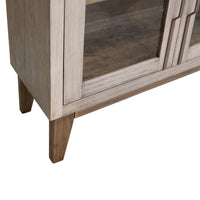Livvy Console Cabinet, 4 Glass Doors, Ivory White Poplar Wood 69 Inch -BM331237