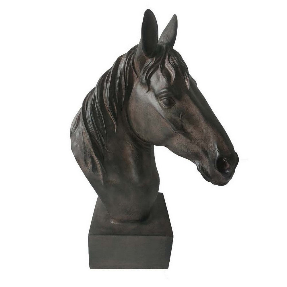 Genny Tabletop Horse Head Sculpture, Bronze Resin Statuette, 19 Inch -BM331338