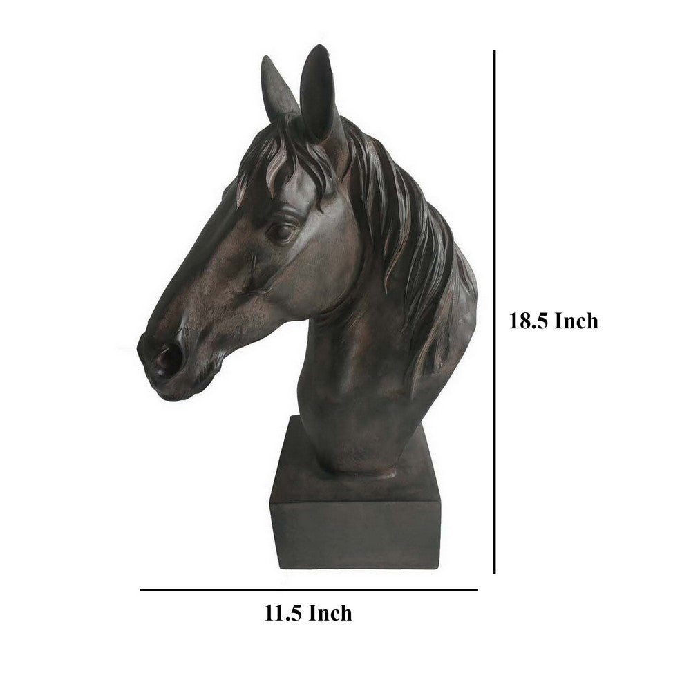Genny Tabletop Horse Head Sculpture, Bronze Resin Statuette, 19 Inch -BM331338