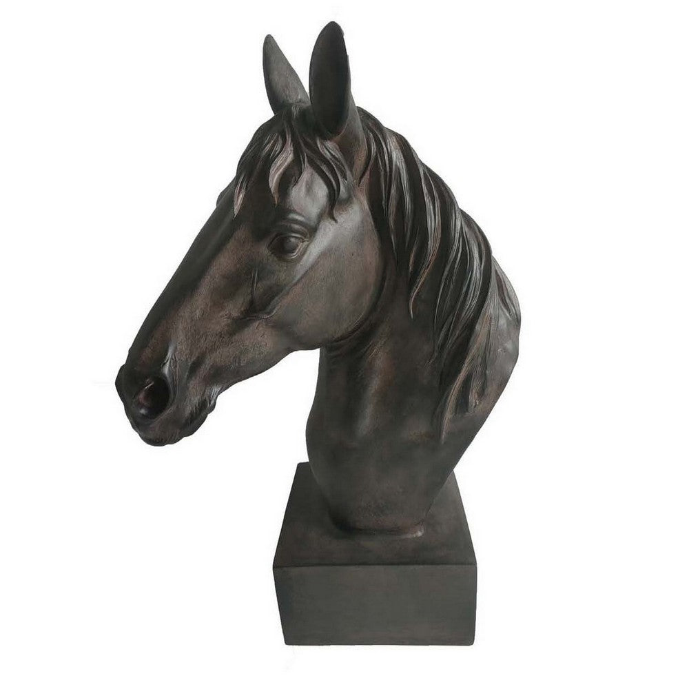 Genny Tabletop Horse Head Sculpture, Bronze Resin Statuette, 19 Inch -BM331338