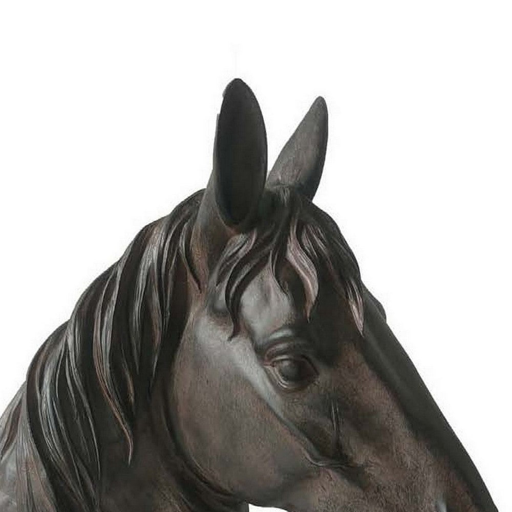 Genny Tabletop Horse Head Sculpture, Brown Resin Statuette, 19 Inch -BM331339