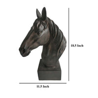 Genny Tabletop Horse Head Sculpture, Brown Resin Statuette, 19 Inch -BM331339