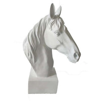 Genny Tabletop Horse Head Sculpture, White Resin Statuette, 19 Inch -BM331340