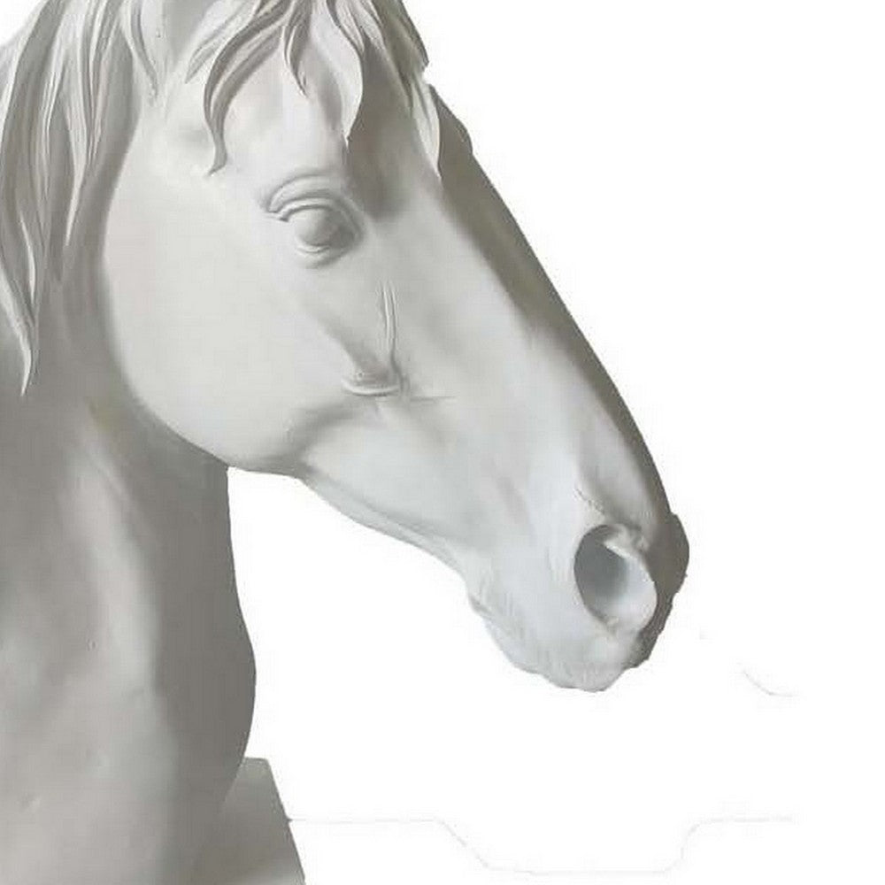 Genny Tabletop Horse Head Sculpture, White Resin Statuette, 19 Inch -BM331340