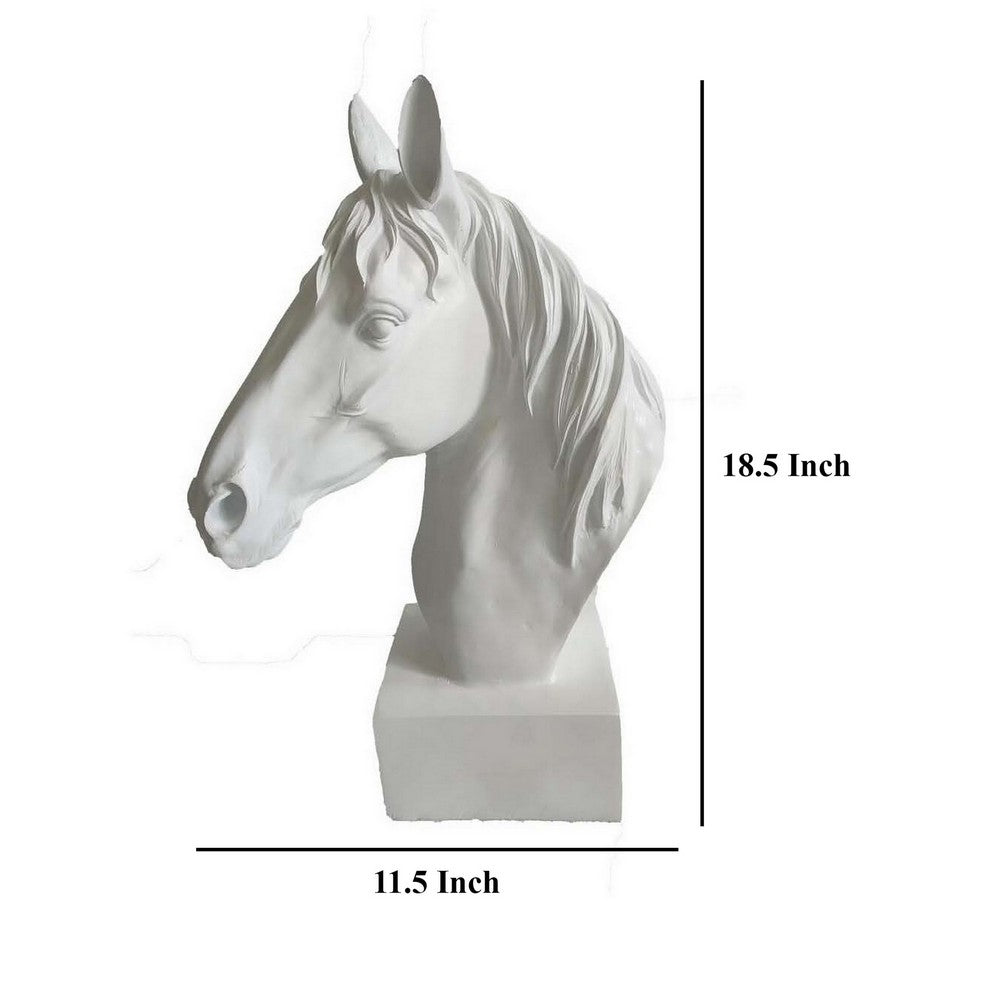Genny Tabletop Horse Head Sculpture, White Resin Statuette, 19 Inch -BM331340