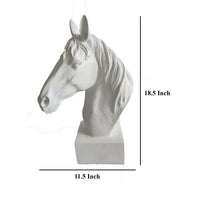 Genny Tabletop Horse Head Sculpture, White Resin Statuette, 19 Inch -BM331340