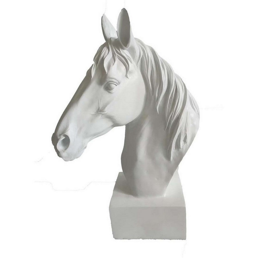 Genny Tabletop Horse Head Sculpture, White Resin Statuette, 19 Inch -BM331340