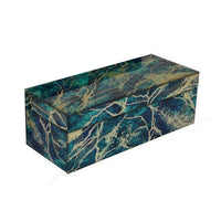 Dory Decorative Box Set of 2, Green Blue Faux Marble Accent Glass -BM331371