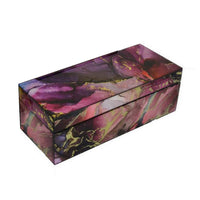 Dory Decorative Box Set of 2, Pink Gold Faux Agate Stone Accent Glass -BM331376