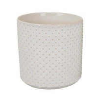 Garden Planter Set of 3, Round White Ceramic Body, Dotted Outer Design -BM331383