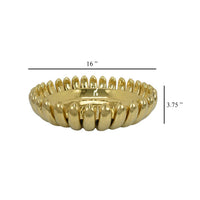 Zoma Accent Bowl, 16 Inch Raised Rounded Edges, Gold Ceramic Body -BM331403