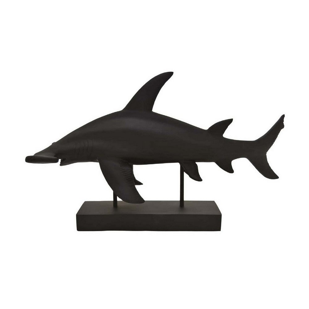 Tabletop Accent Decor Piece, Hammerhead Shark, 21 Inch Black Resin -BM331440