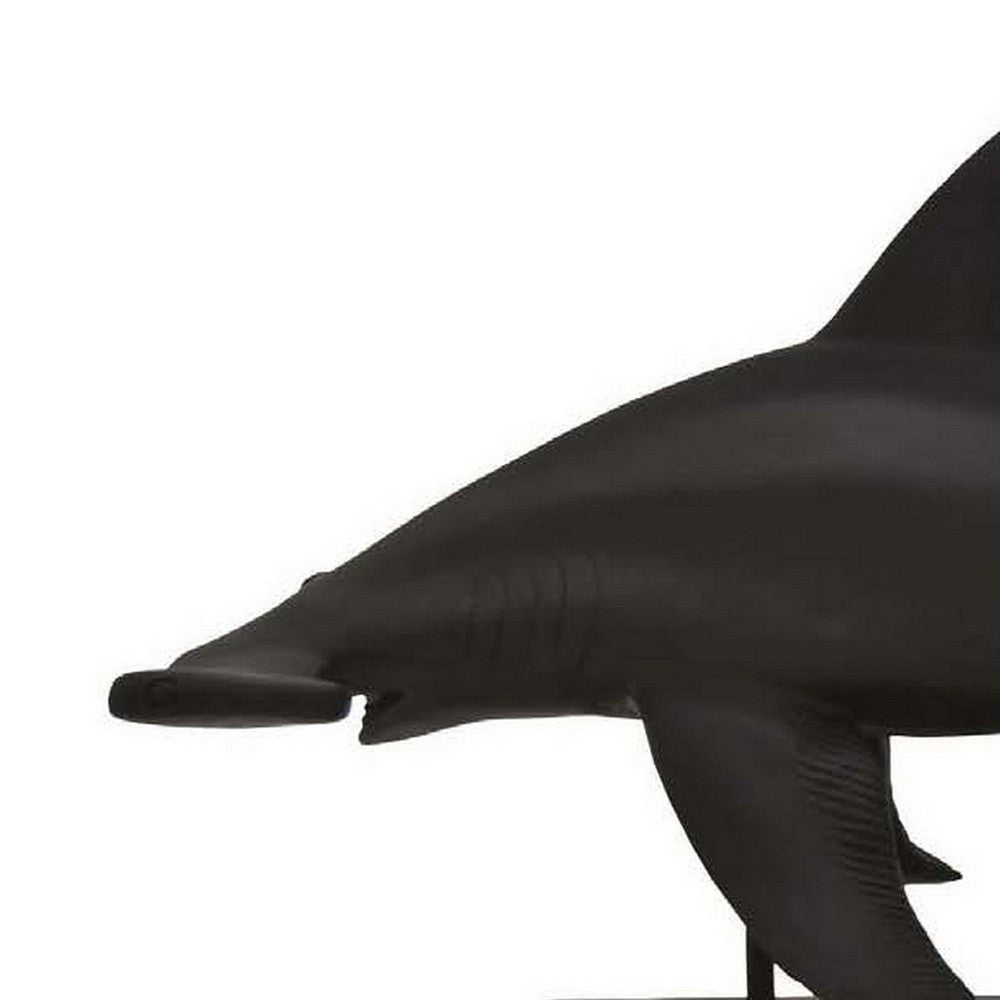 Tabletop Accent Decor Piece, Hammerhead Shark, 21 Inch Black Resin -BM331440