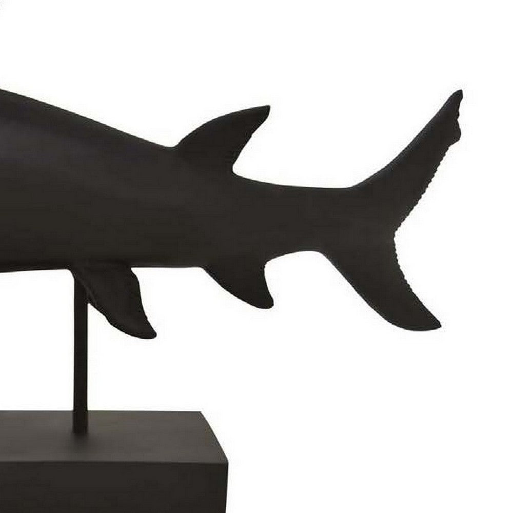 Tabletop Accent Decor Piece, Hammerhead Shark, 21 Inch Black Resin -BM331440