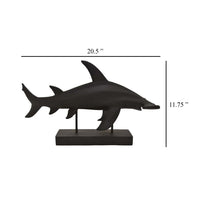 Tabletop Accent Decor Piece, Hammerhead Shark, 21 Inch Black Resin -BM331440