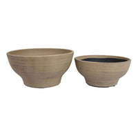 Decorative Bowl Set of 2, Classic Tabletop Accent, Round Brown Ceramic -BM331444