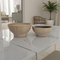 Decorative Bowl Set of 2, Classic Tabletop Accent, Round Brown Ceramic -BM331444