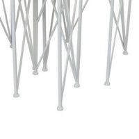 3pc Nesting Plant Stand Table Set, Brown Wood, Open White Metal Base -BM331445