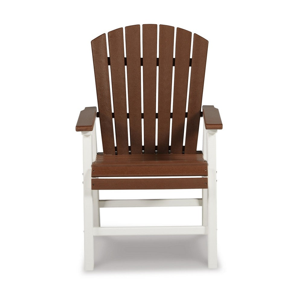 Sini Outdoor Dining Armchair Set of 2, Slatted Backrest, Brown White -BM331689